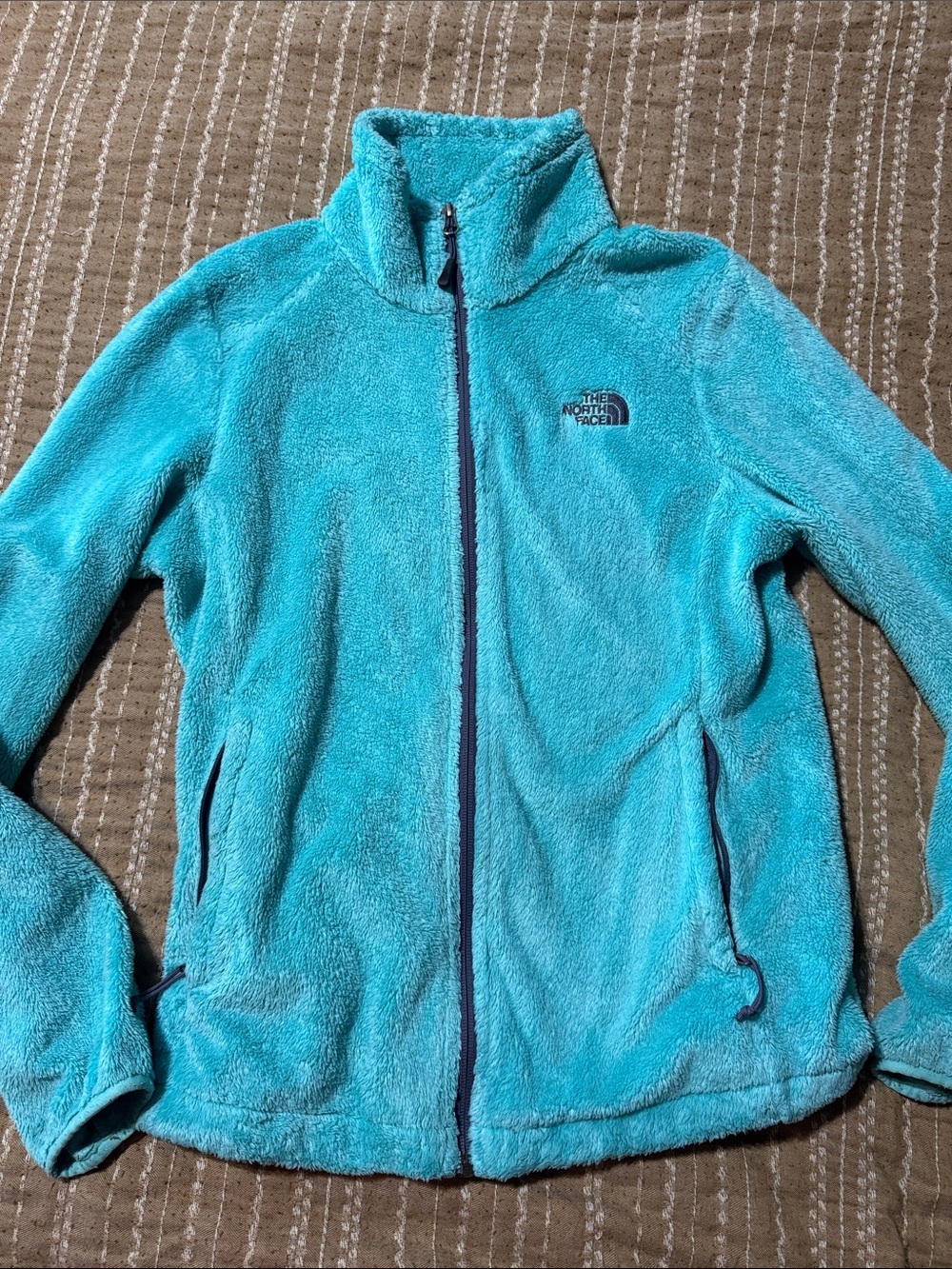 The North Face Turquoise Fuzzy Full-Zip Teddy Jacket